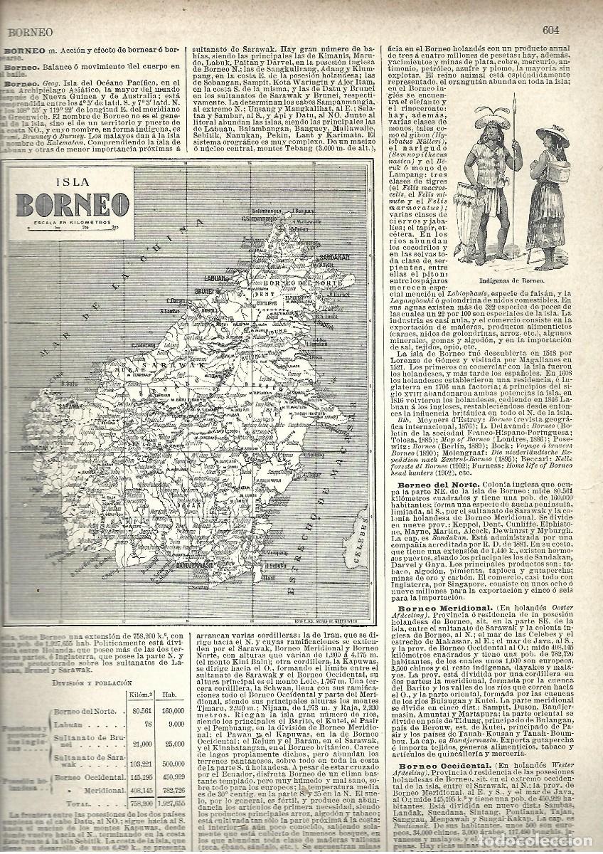 Mapas contempor&aacute;neos: mapa ISLA BORNEO prox 1910 hoja - Foto 1
