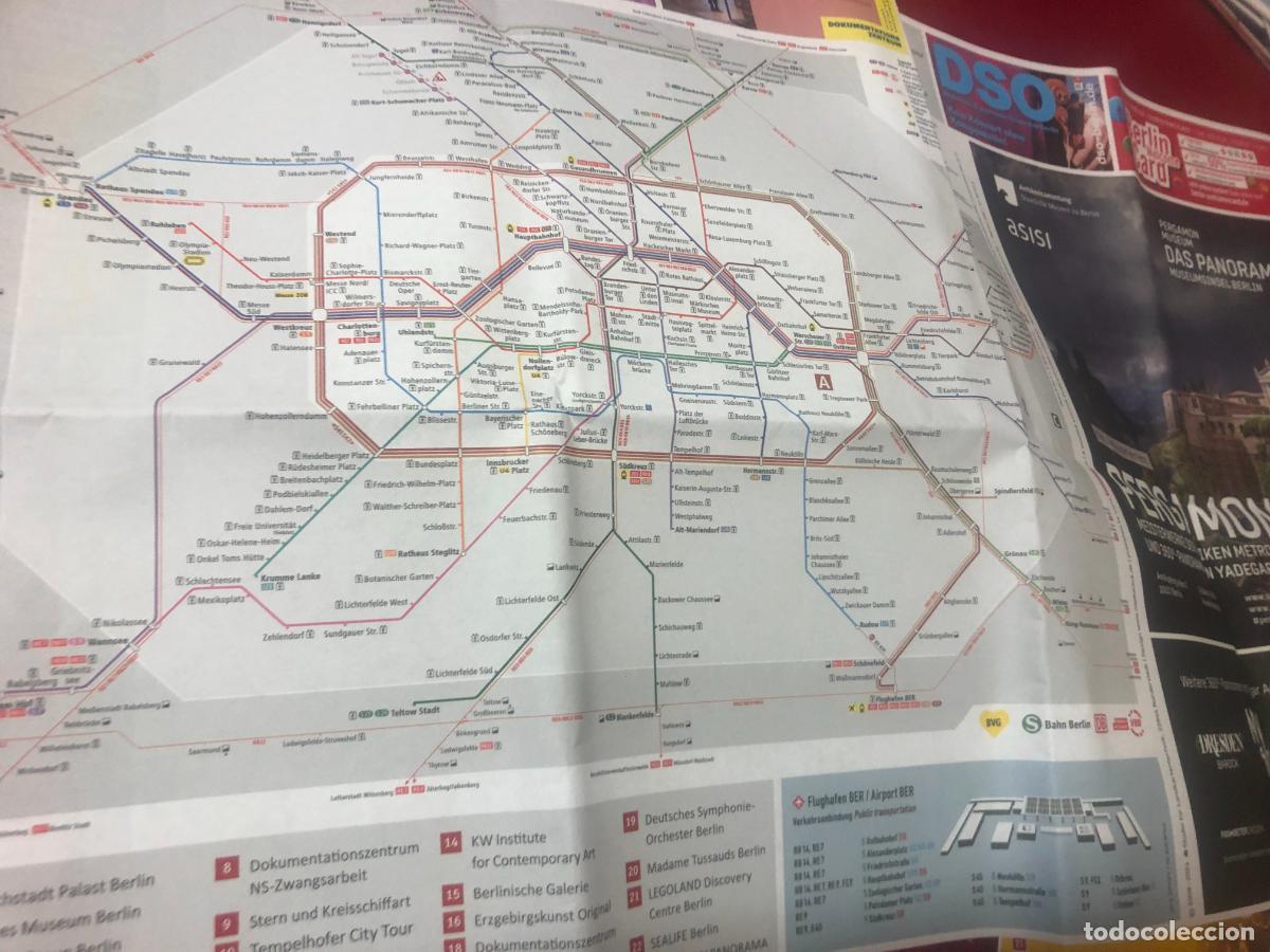 Mapas contempor&aacute;neos: MAPA DE BERLIN CON MAPA DE TRANSPORTES EN REVERSO - Foto 3