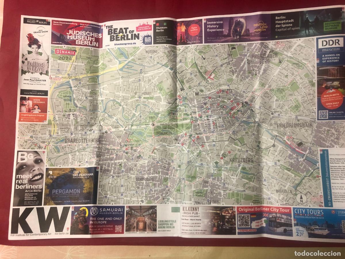 Mapas contempor&aacute;neos: MAPA DE BERLIN CON MAPA DE TRANSPORTES EN REVERSO - Foto 1