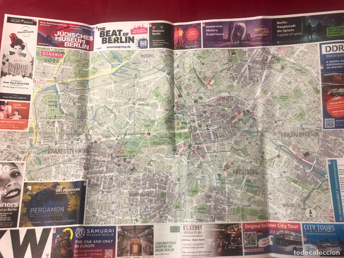 Mapas contempor&aacute;neos: MAPA DE BERLIN CON MAPA DE TRANSPORTES EN REVERSO - Foto 1