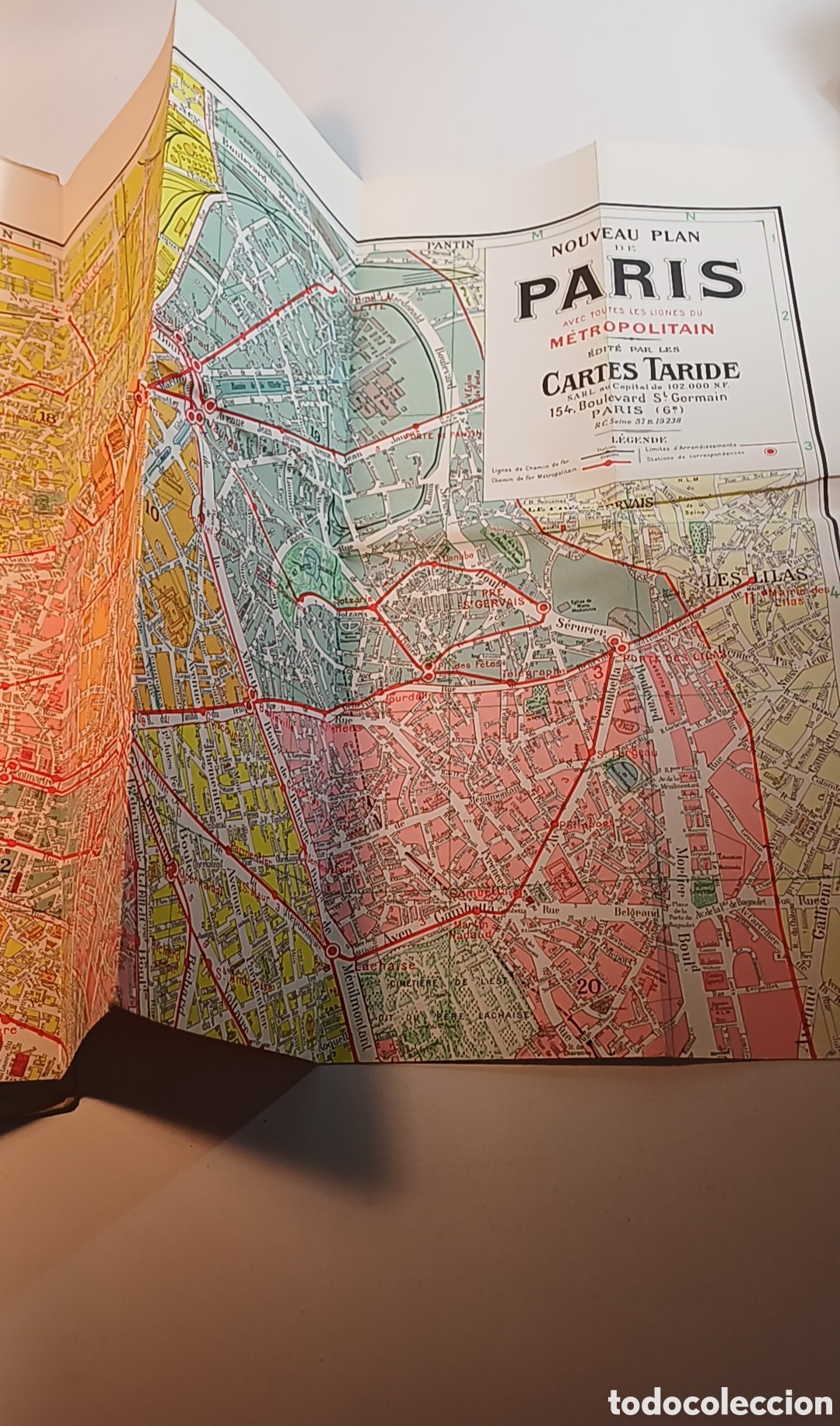 Mapas contempor&aacute;neos: Mapa Par&iacute;s en color con &iacute;ndice de calles 1962 - Foto 1
