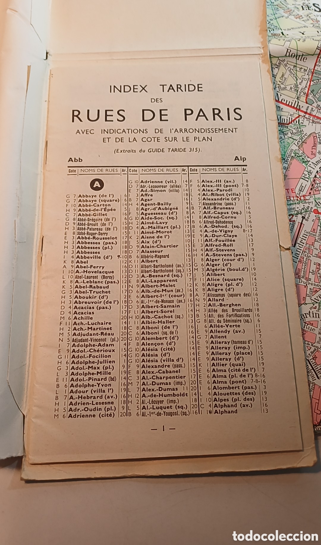 Mapas contempor&aacute;neos: Mapa Par&iacute;s en color con &iacute;ndice de calles 1962 - Foto 4
