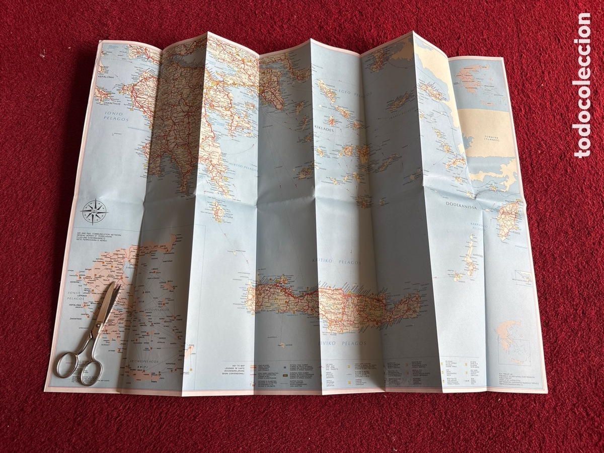 Mapas contempor&aacute;neos: Mapa de Grecia. Carreteras. 1992. ASM - Foto 3