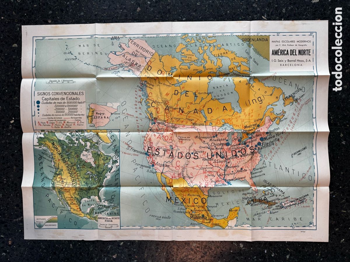 Mapas contempor&aacute;neos: Mapa AM&Eacute;RICA DEL NORTE I. G. Seix y Barral Hnos., S&bull;A BARCELONA