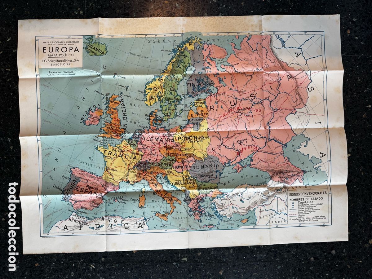 Mapas contempor&aacute;neos: EUROPA MAPA POLITICO I.G. Seix y Barral Hnos., S&bull;A BARCELONA