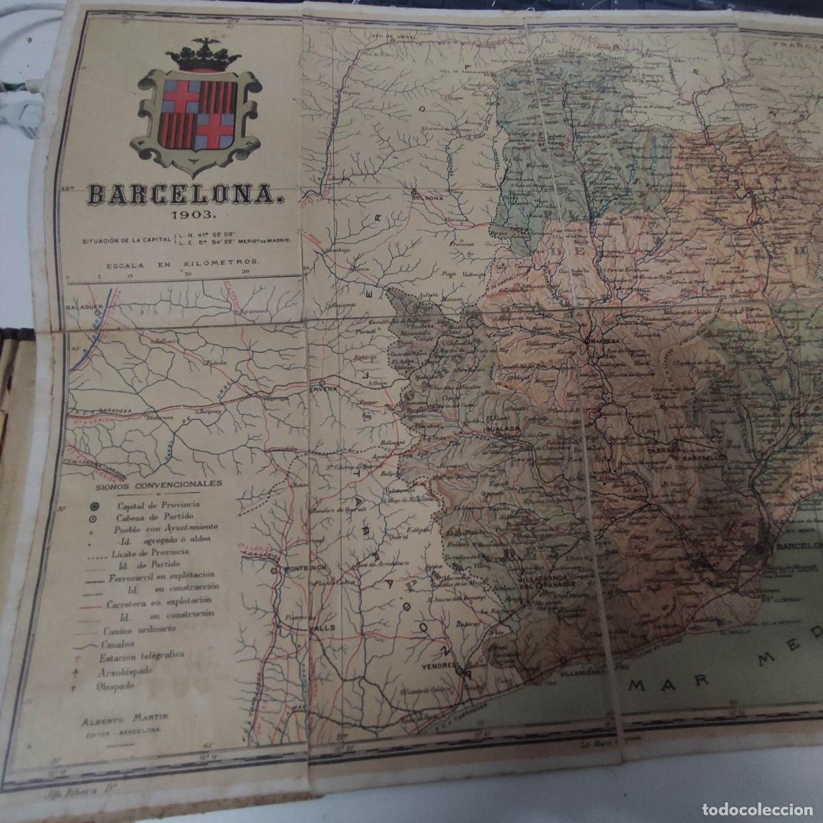 Mapas contempor&aacute;neos: mapa de la provincia de barcelona 1904 - Foto 3