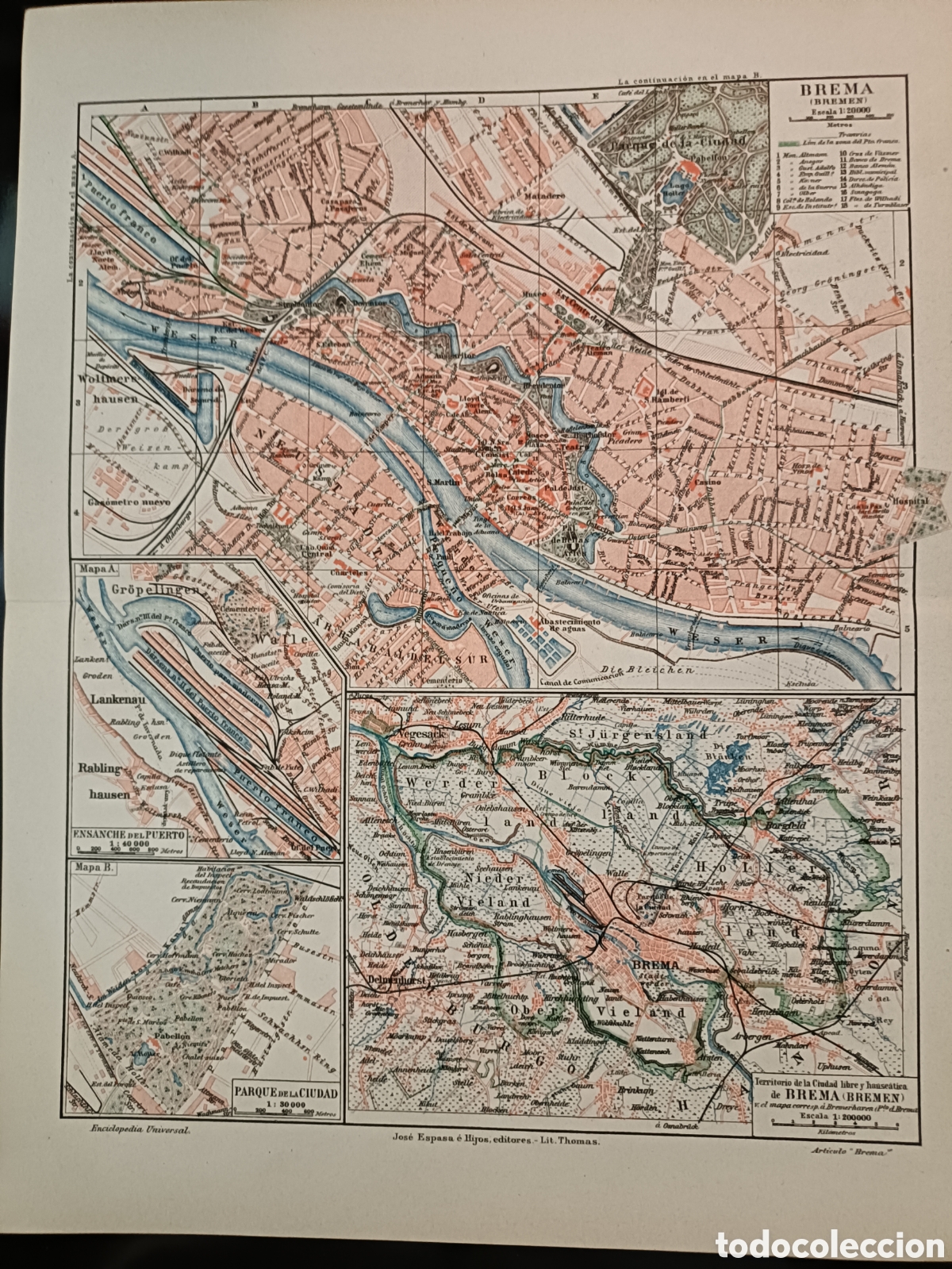Mapas contempor&aacute;neos: Plano de la ciudad de Brema - Foto 1