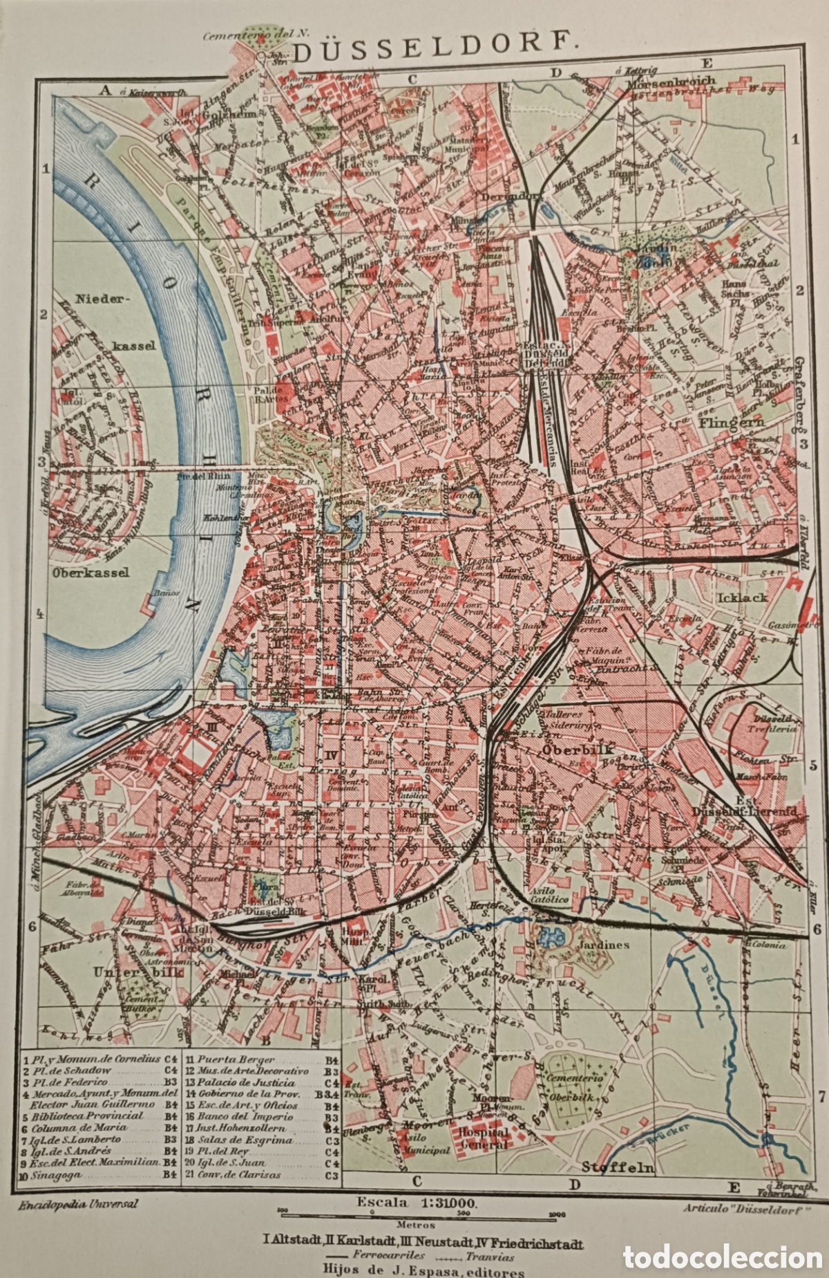 Mapas contempor&aacute;neos: Antiguo Plano de Dusseldorf - Foto 1