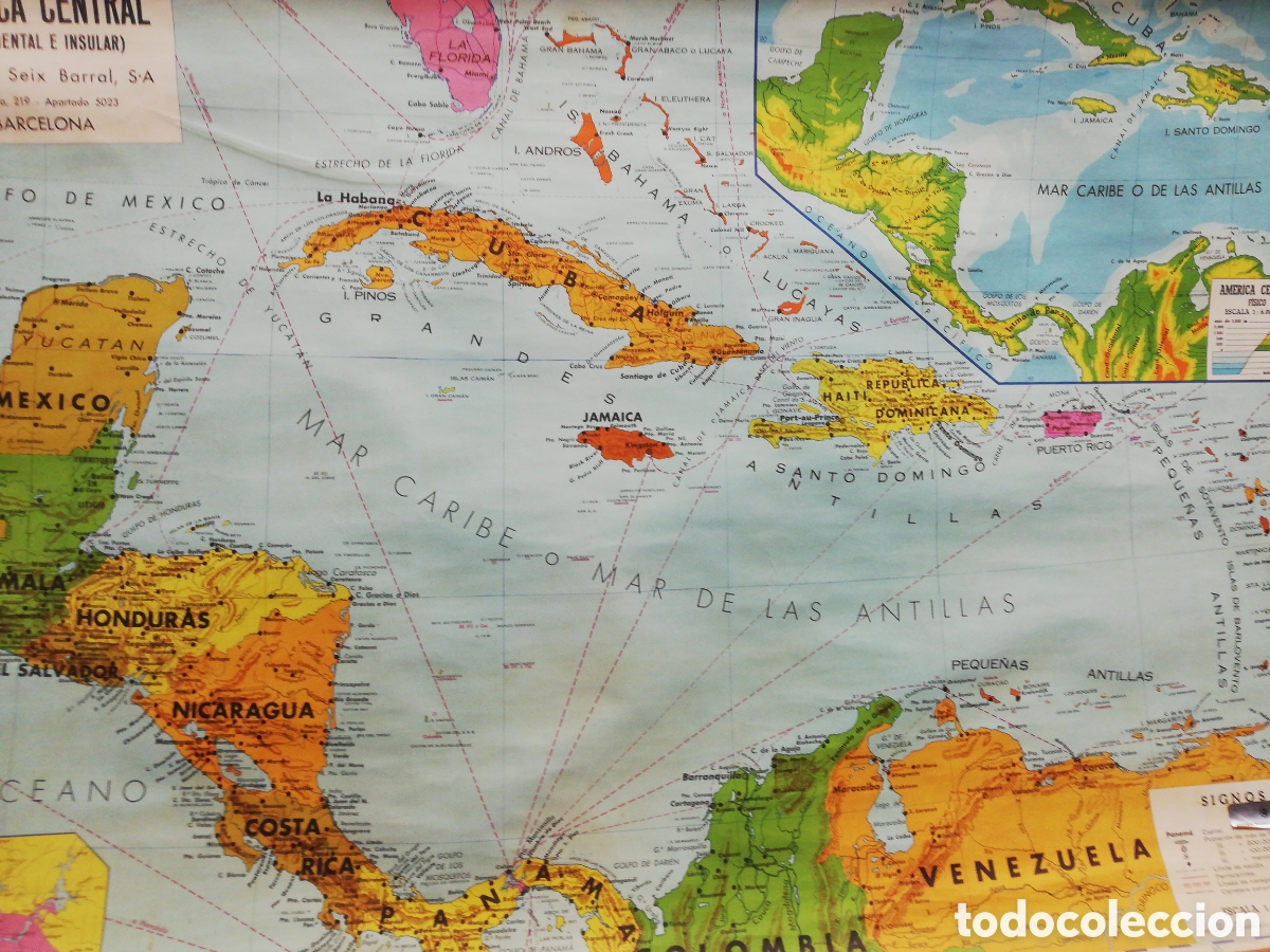 Mapas contempor&aacute;neos: Mapa Am&eacute;rica Central. Seix Barral. 1973. - Foto 7