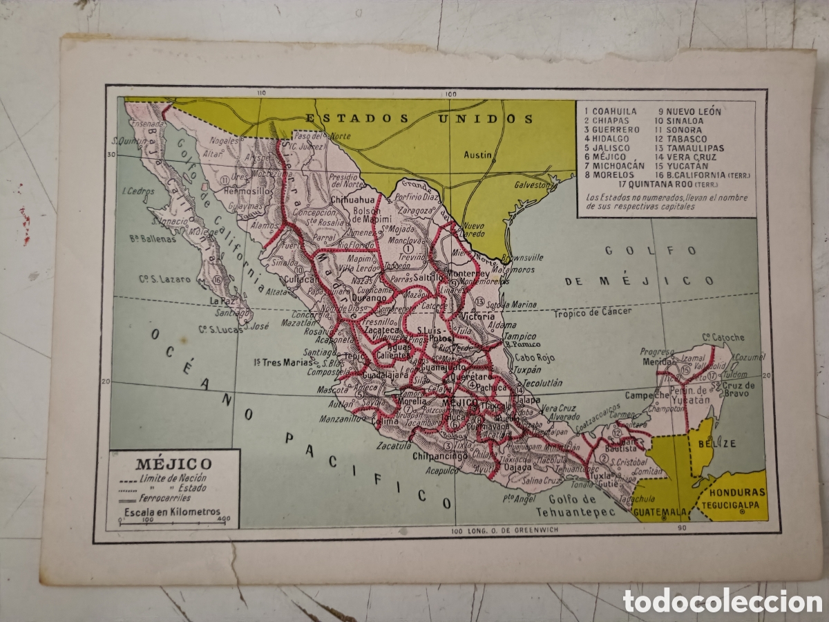 Mapas contempor&aacute;neos: Antiguo mapa de M&eacute;xico - Foto 1