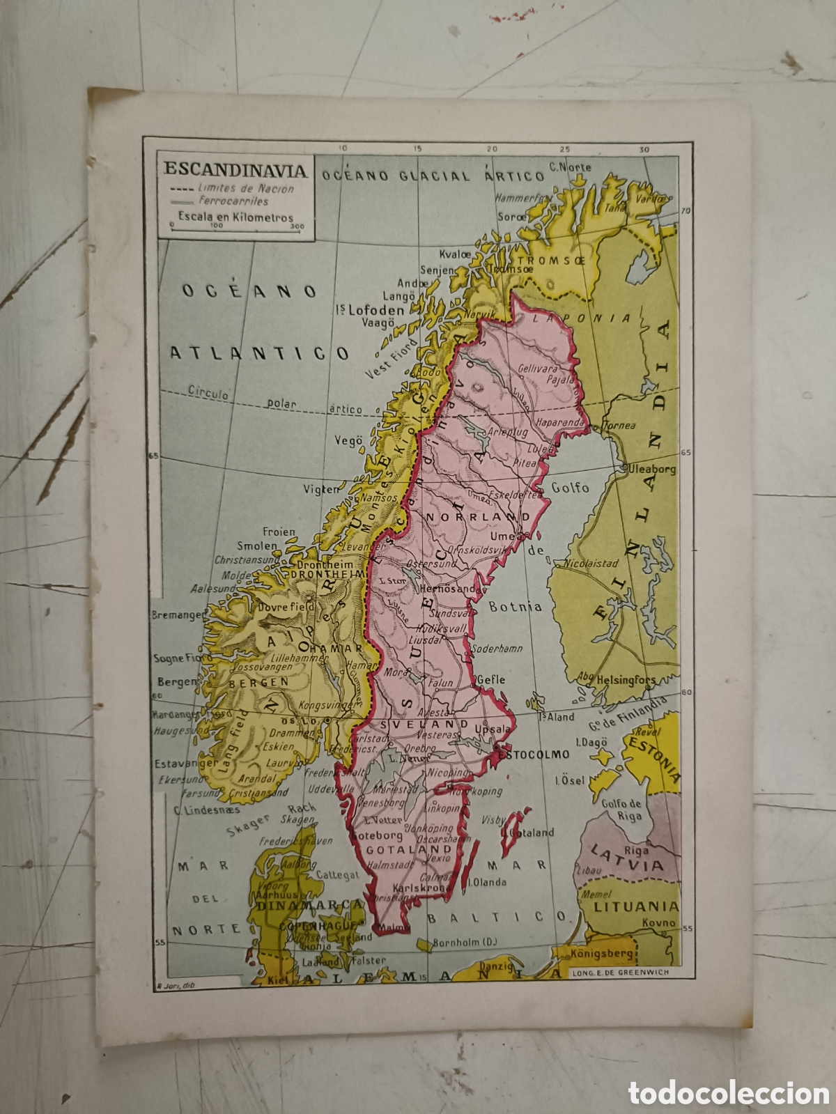 Mapas contempor&aacute;neos: Antiguo mapa de Escandinavia - Foto 1