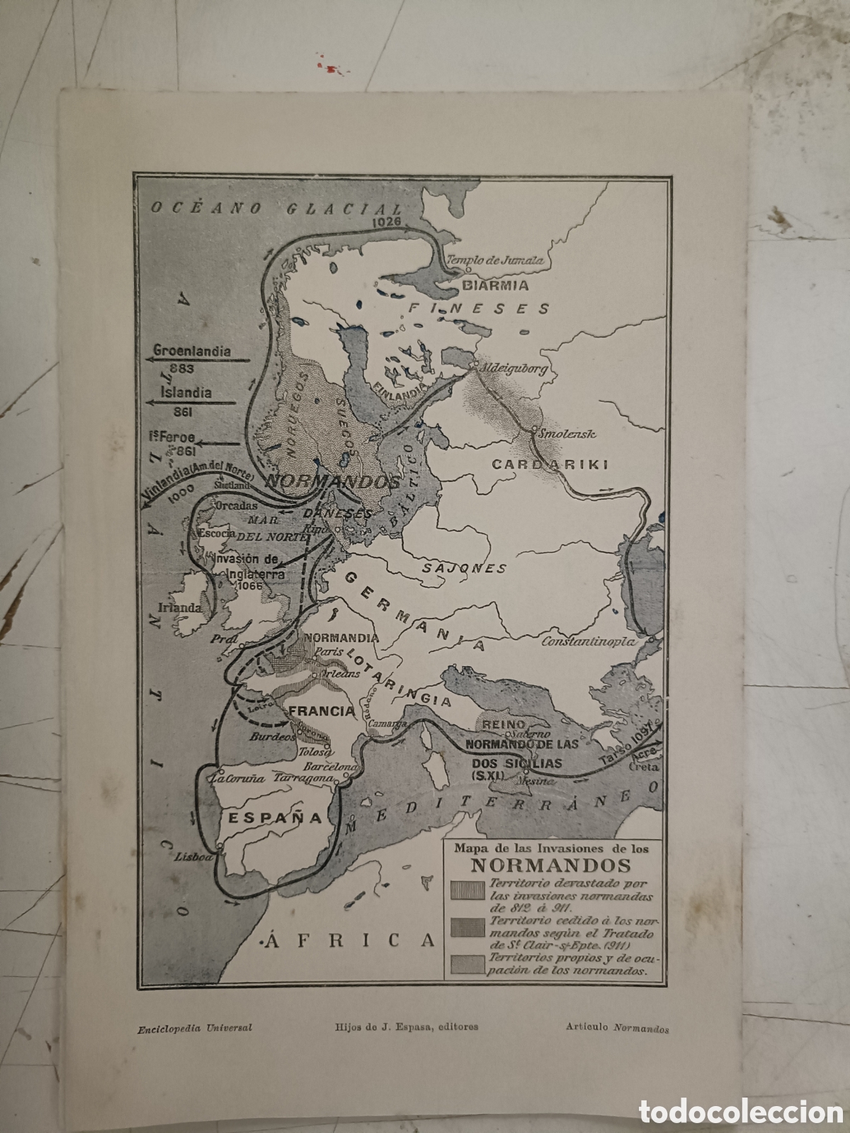 Mapas contempor&aacute;neos: Mapa de las invasiones de los Normandos - Foto 1