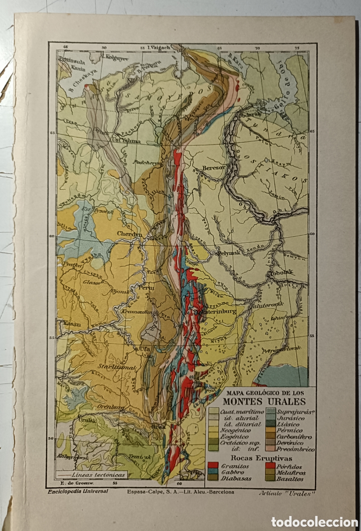 Mapas contempor&aacute;neos: Mapa geol&oacute;gico de los montes Urales - Foto 1