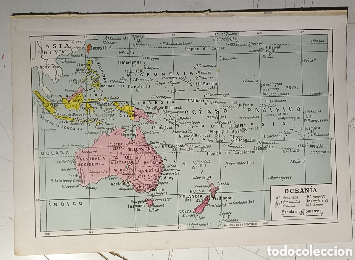 Mapas contempor&aacute;neos: Antiguo mapa de Ocean&iacute;a - Foto 1
