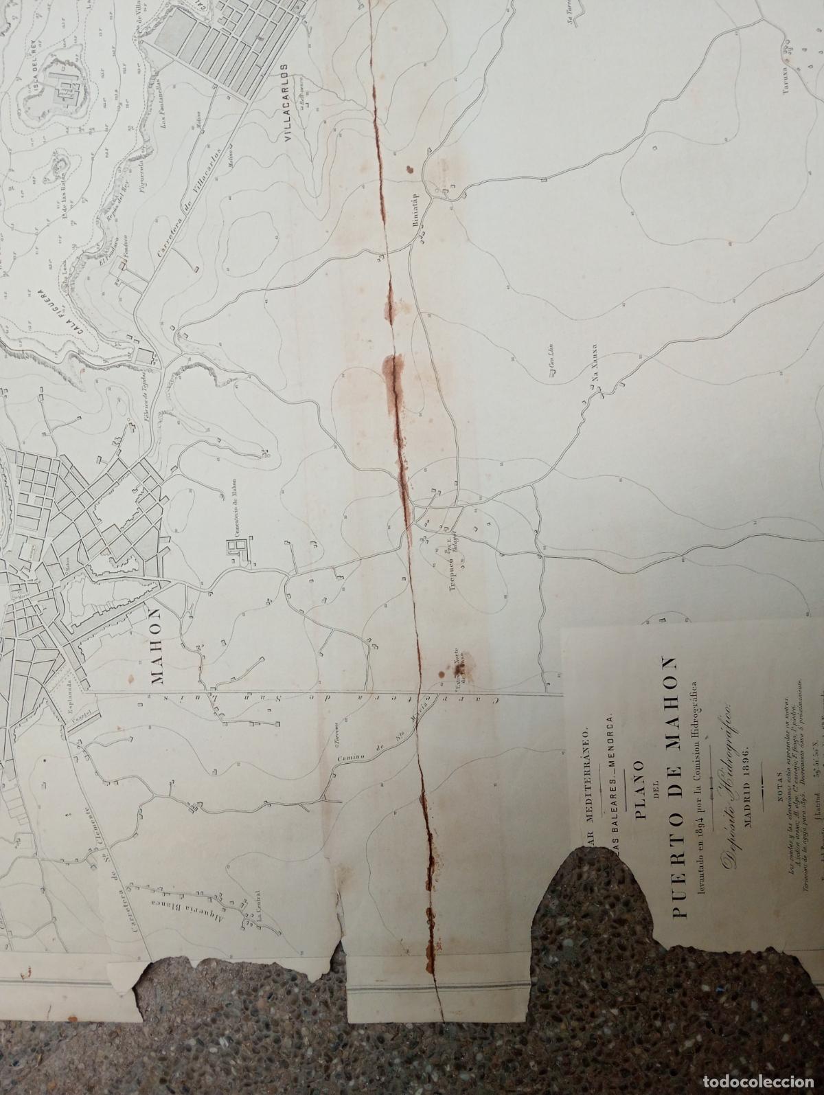 Mapas contempor&aacute;neos: Mapa Puerto de Mah&oacute;n - A&ntilde;o 1896 - - Foto 4