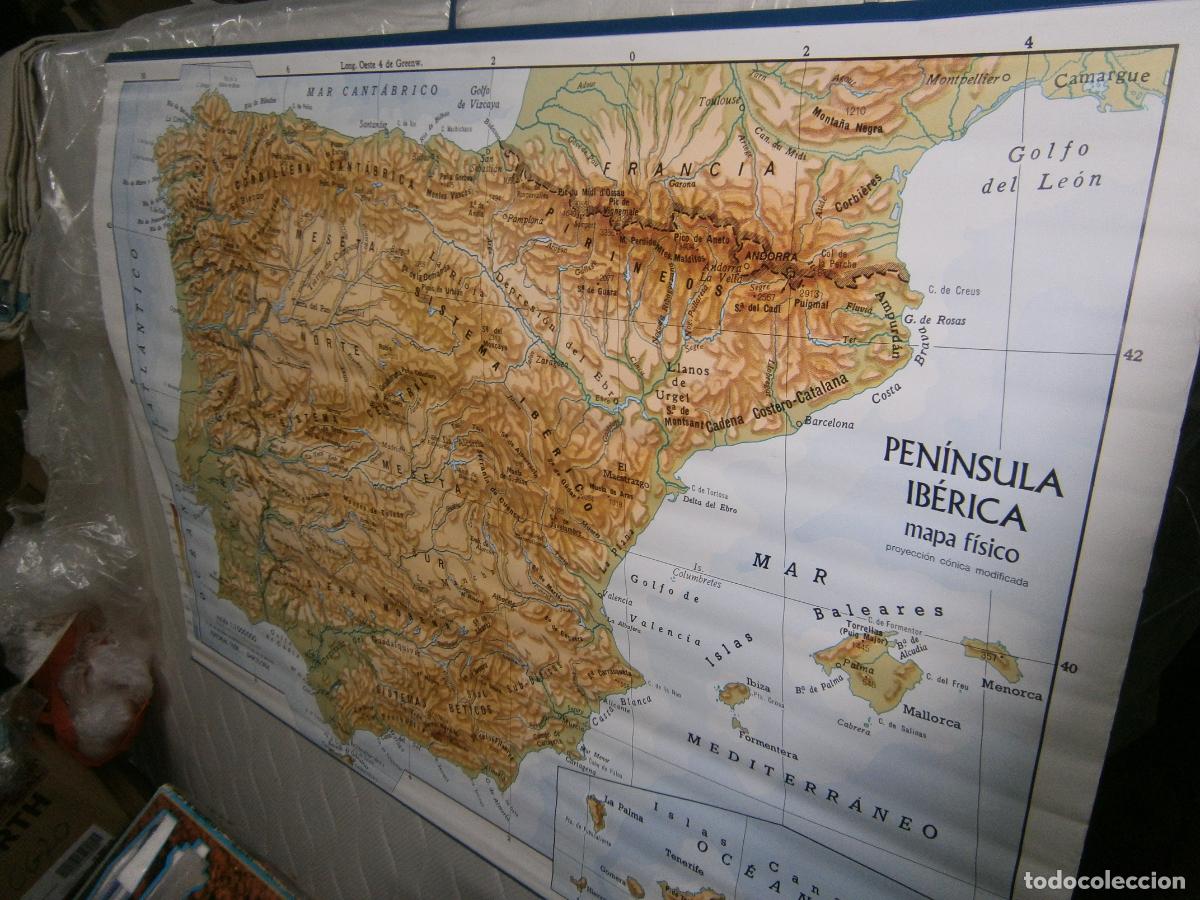Mapas contempor&aacute;neos: ANTIGUO MAPA ESCOLAR - MAPA DE ESPA&Ntilde;A - Foto 2