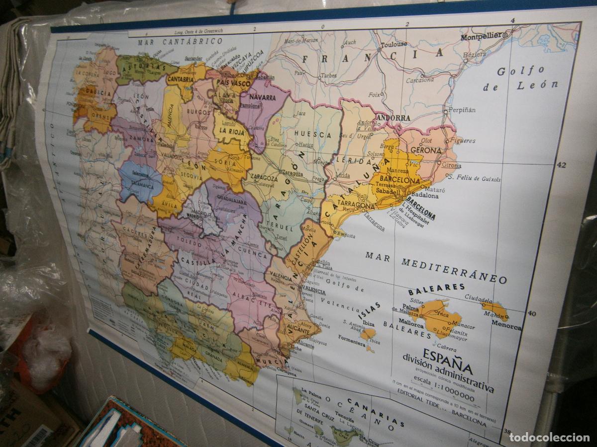 Mapas contempor&aacute;neos: ANTIGUO MAPA ESCOLAR - MAPA DE ESPA&Ntilde;A - Foto 1