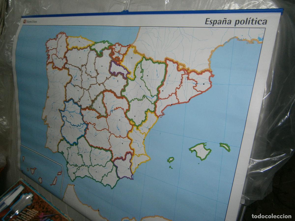 Mapas contempor&aacute;neos: ANTIGUO MAPA ESCOLAR - MAPA DE ESPA&Ntilde;A - Foto 3