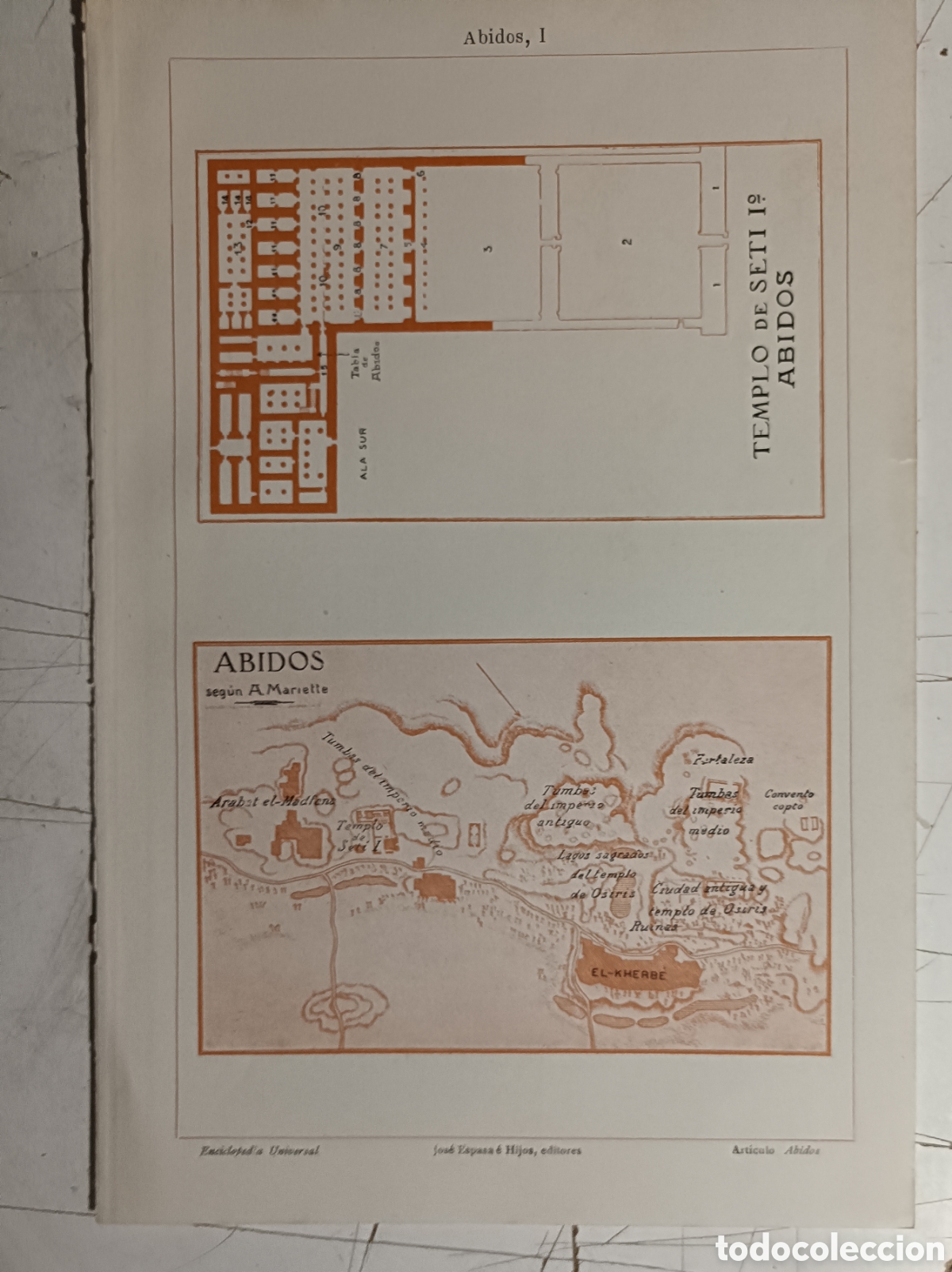 Mapas contempor&aacute;neos: Plano de Abidos y planta de Templo de Seti - Foto 1