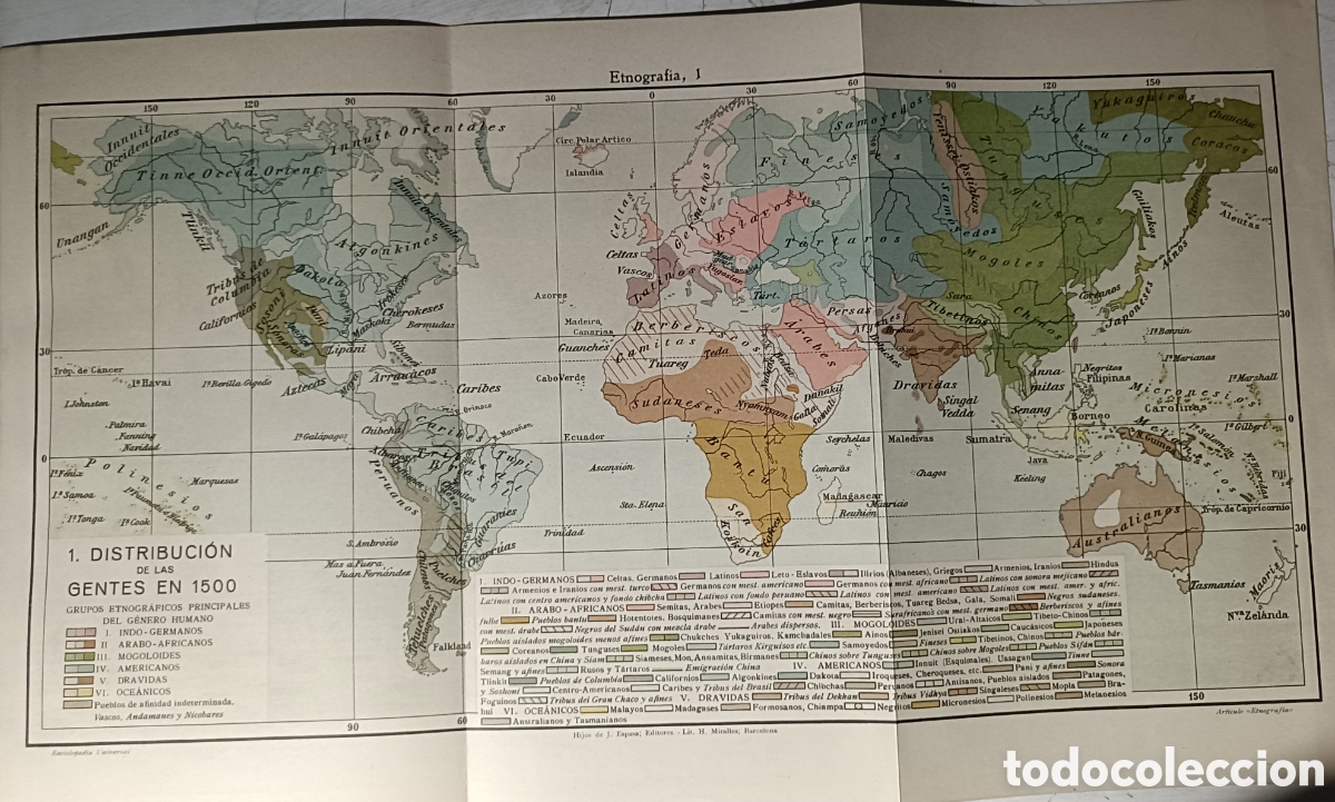 Mapas contempor&aacute;neos: Mapa de distribuci&oacute;n de las gentes en 1500 - Foto 1