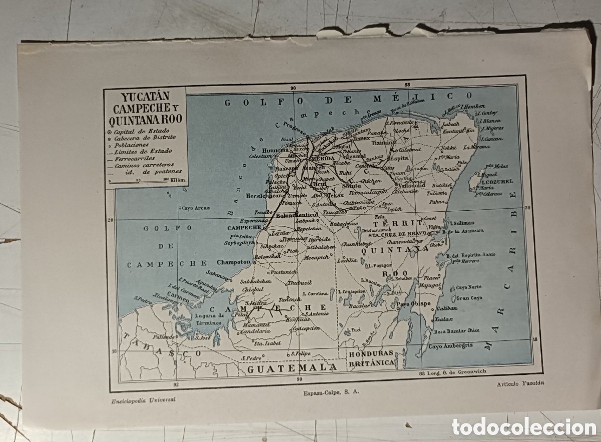 Mapas contempor&aacute;neos: Mapa de Yucat&aacute;n, Campeche y Quintana Roo. - Foto 1