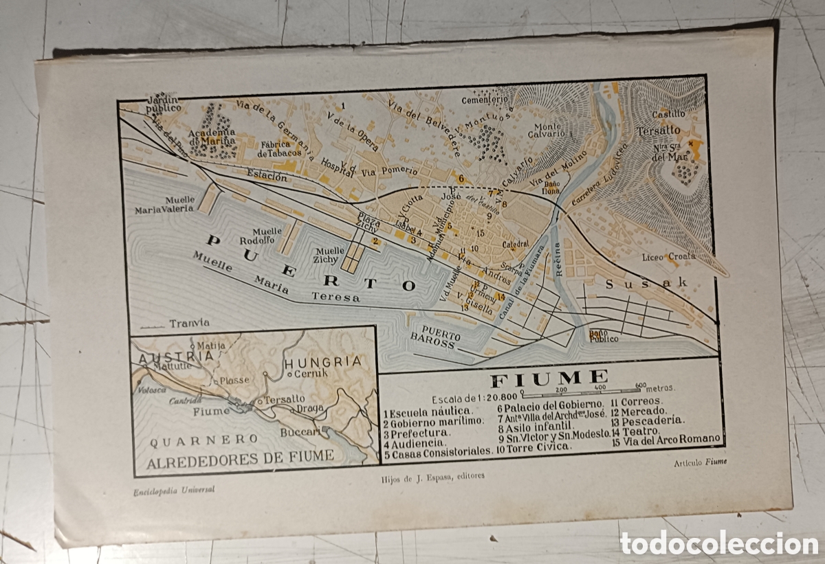 Mapas contempor&aacute;neos: Antiguo plano de Fiume - Foto 1