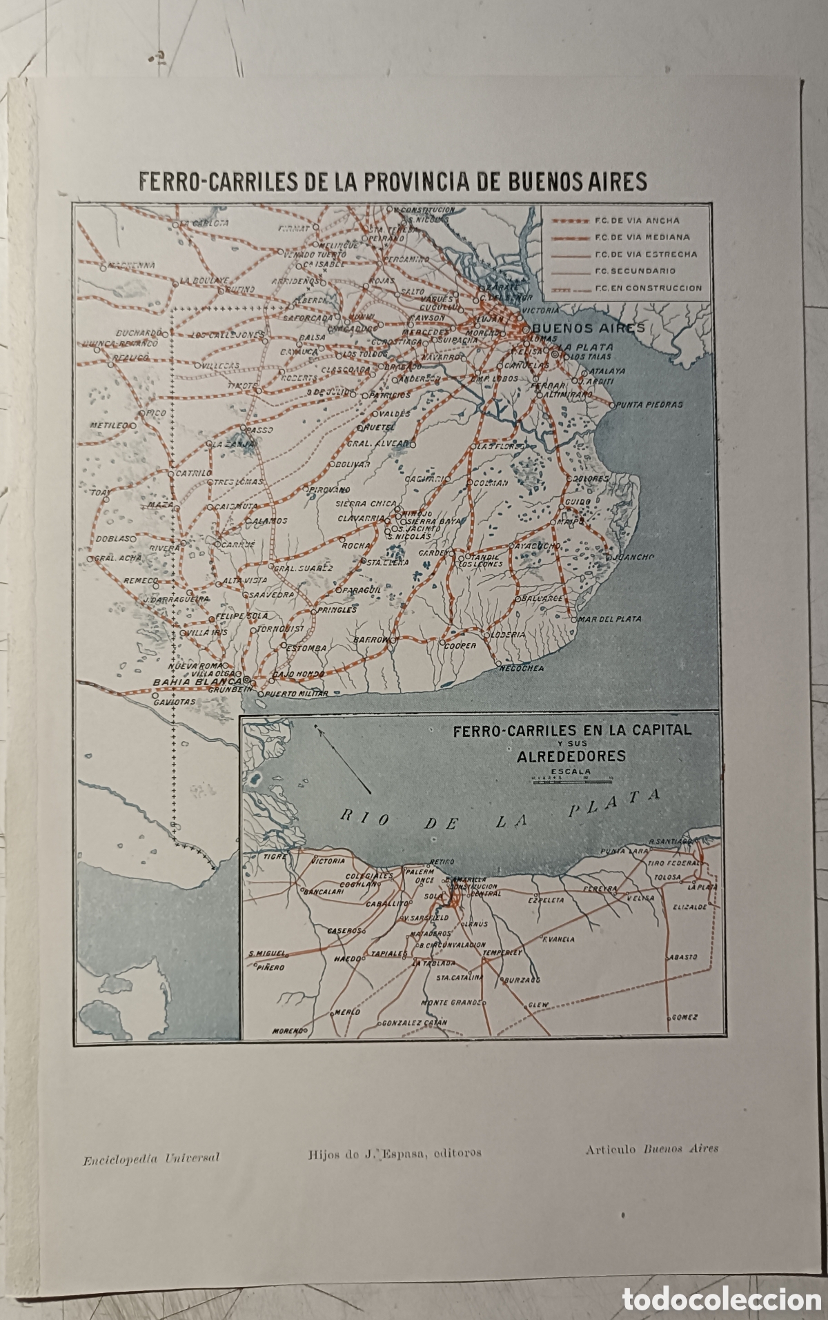 Mapas contempor&aacute;neos: Mapa de ferrocarriles de Buenos Aires - Foto 1