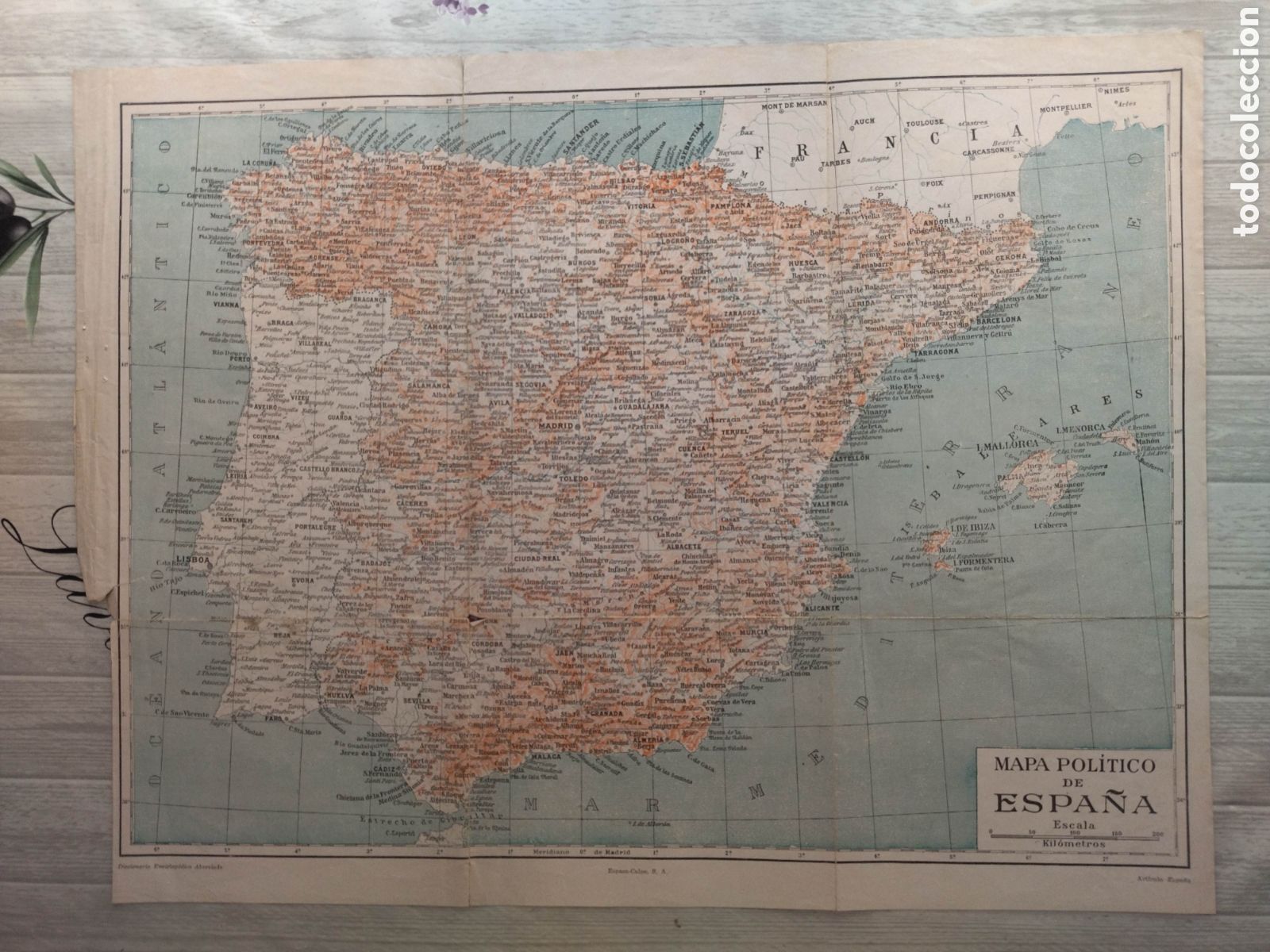 Mapas contempor&aacute;neos: Mapa f&iacute;sico de Espa&ntilde;a 1933 - Foto 1