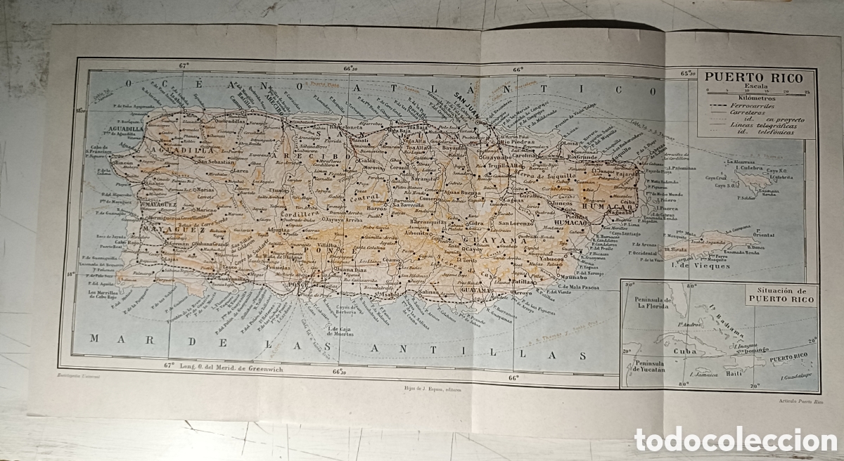 Mapas contempor&aacute;neos: Antiguo mapa de Puerto Rico - Foto 1