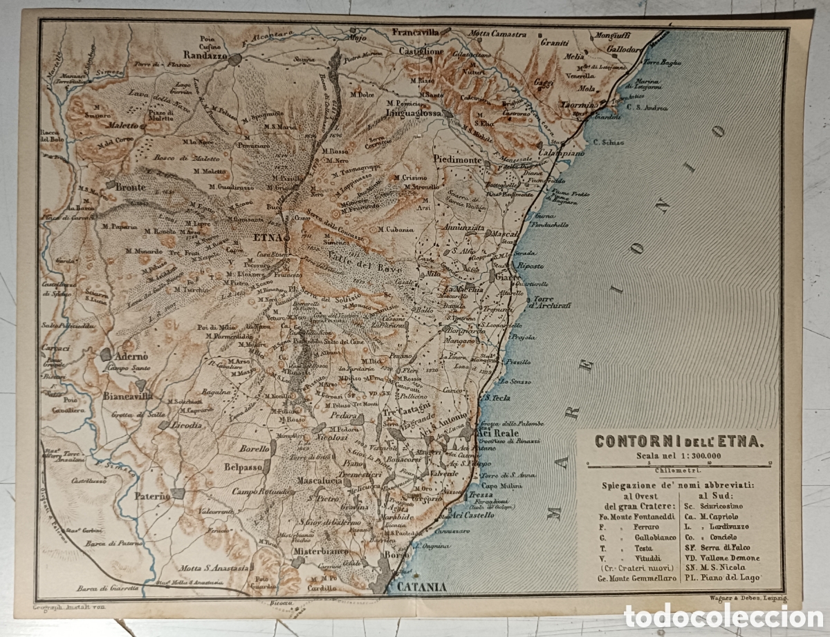 Mapas contempor&aacute;neos: Mapa del contorno del Etna - Foto 1