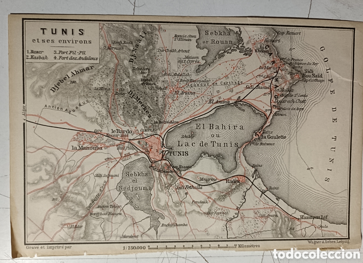 Mapas contempor&aacute;neos: Antiguo mapa de Tunis - Foto 1