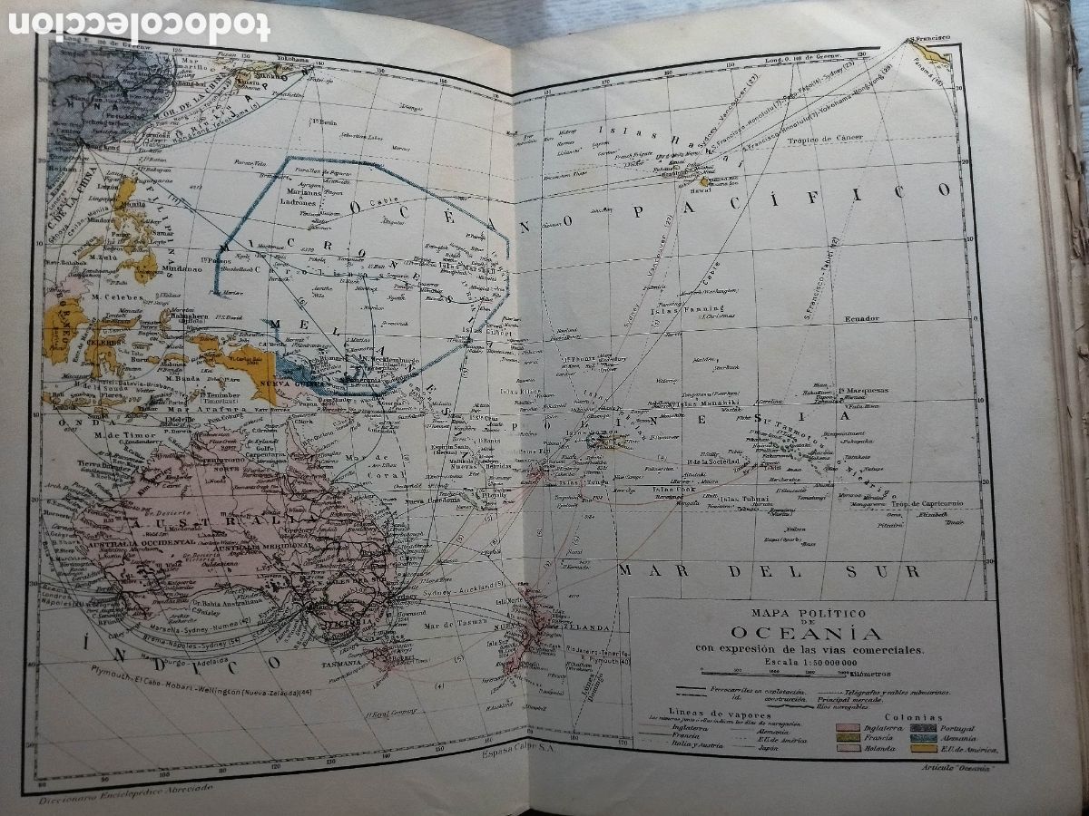 Mapas contempor&aacute;neos: Mapa pol&iacute;tico de Ocean&iacute;a. 1933 - Foto 1