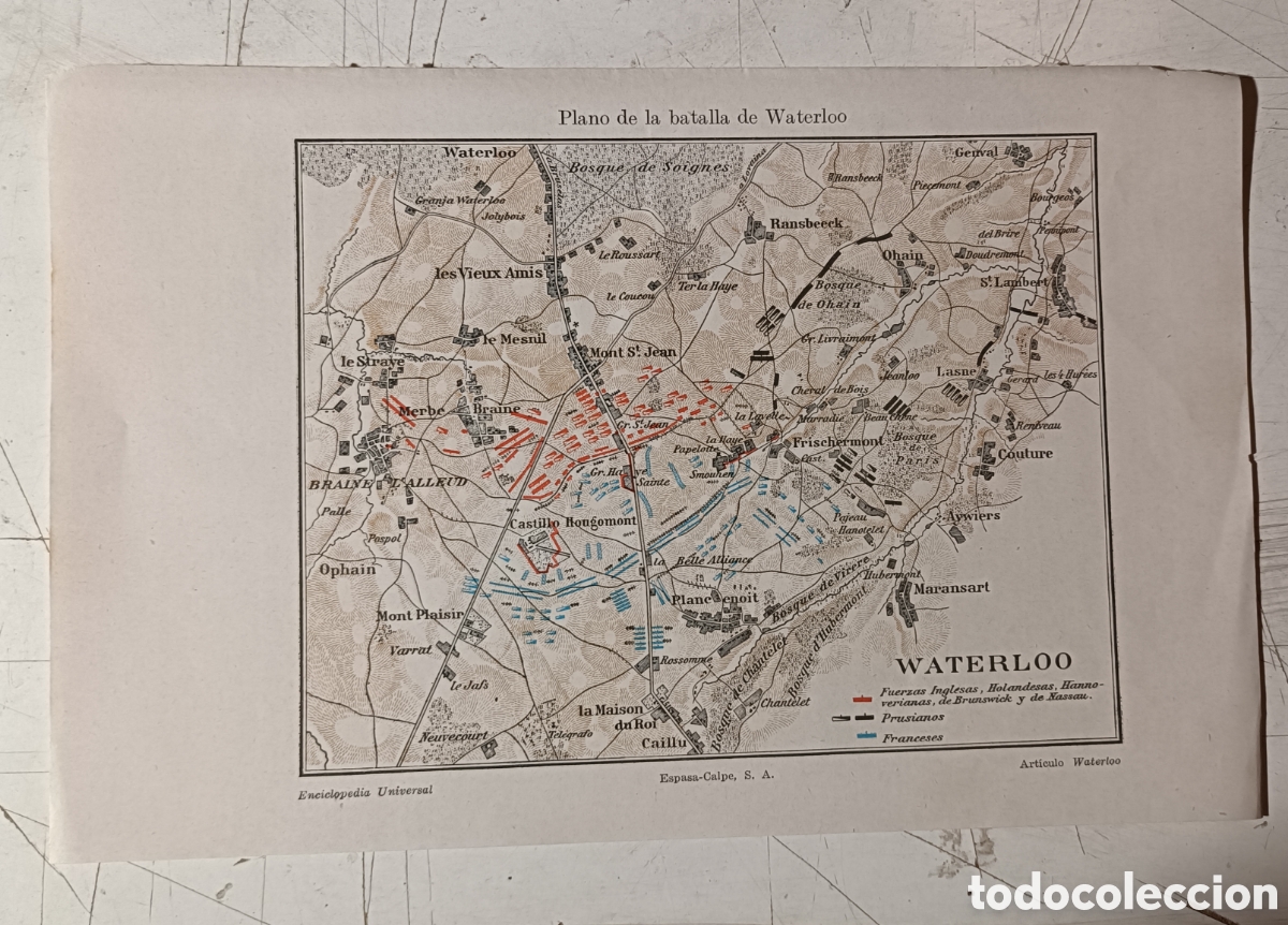 Mapas contempor&aacute;neos: Plano de la batalla de Waterloo - Foto 1