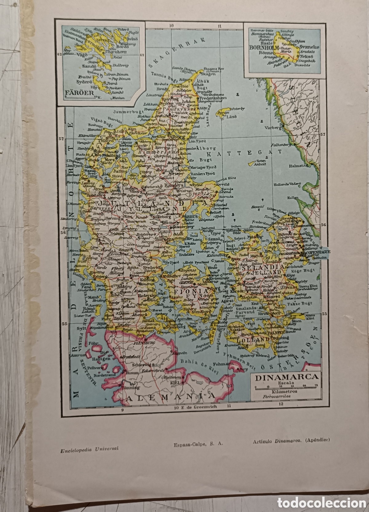 Mapas contempor&aacute;neos: Antiguo Mapa de Dinamarca - Foto 1