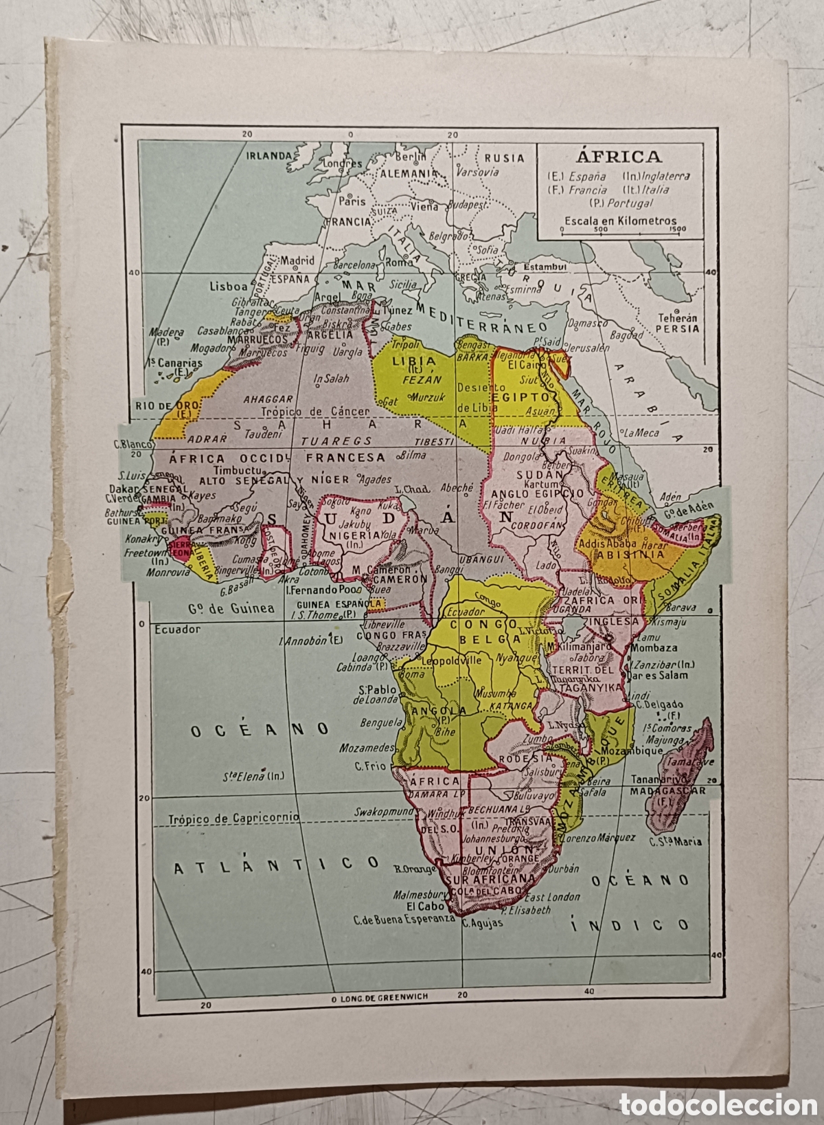 Mapas contempor&aacute;neos: Antiguo mapa de &Aacute;frica - Foto 1