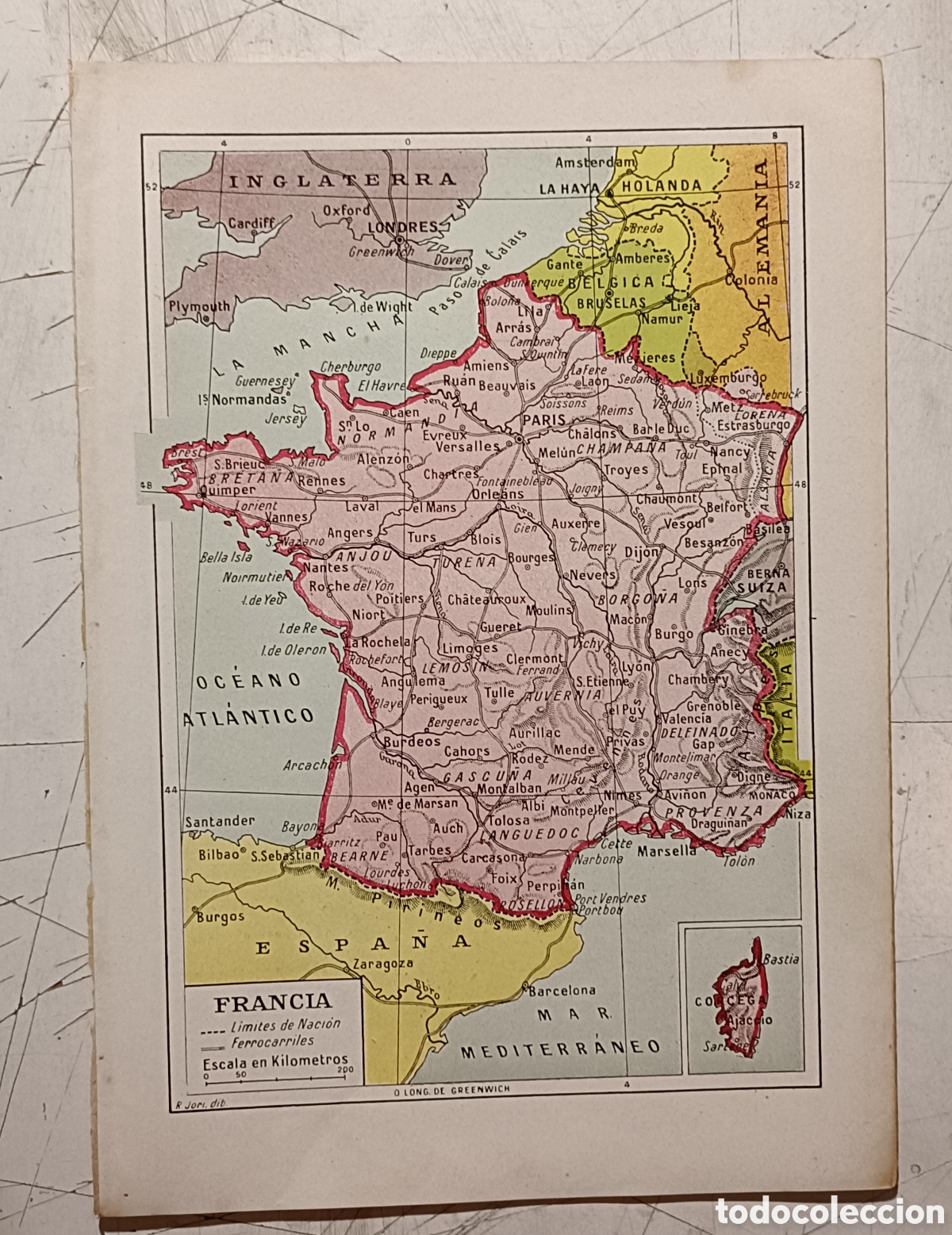 Mapas contempor&aacute;neos: Antiguo mapa de Francia - Foto 1