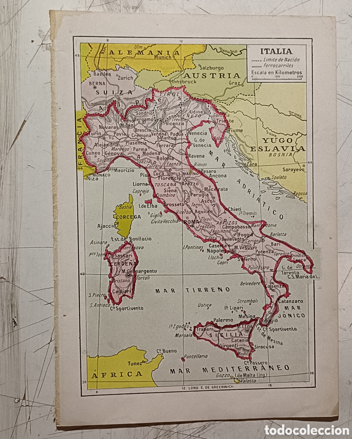 Mapas contempor&aacute;neos: Antiguo mapa de Italia - Foto 1