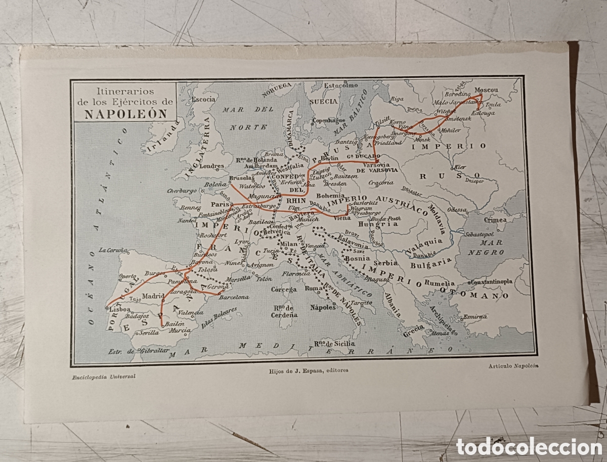 Mapas contempor&aacute;neos: Mapa de los itinerarios de Napole&oacute;n - Foto 1
