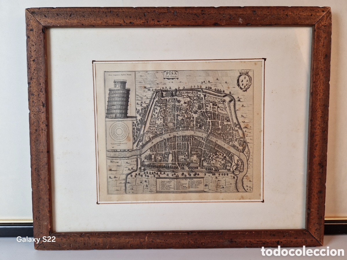 Mapas contempor&aacute;neos: Antigua mapa Pisa 39/31 cms - Foto 2