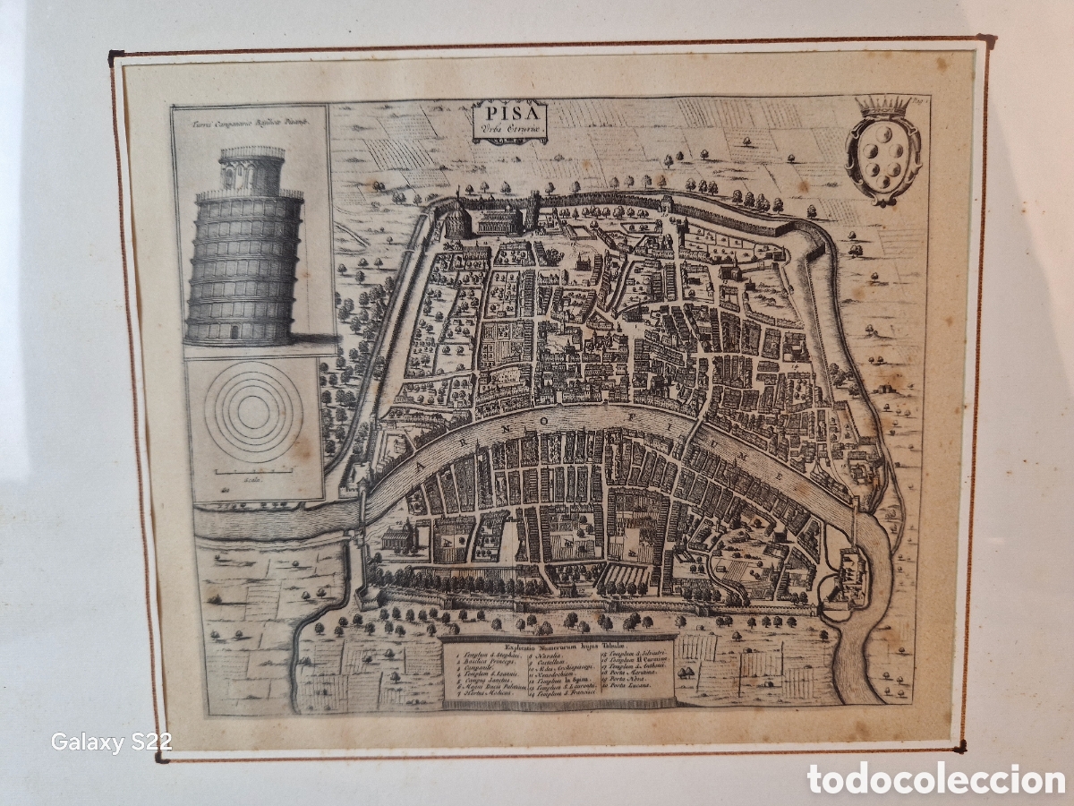 Mapas contempor&aacute;neos: Antigua mapa Pisa 39/31 cms - Foto 1