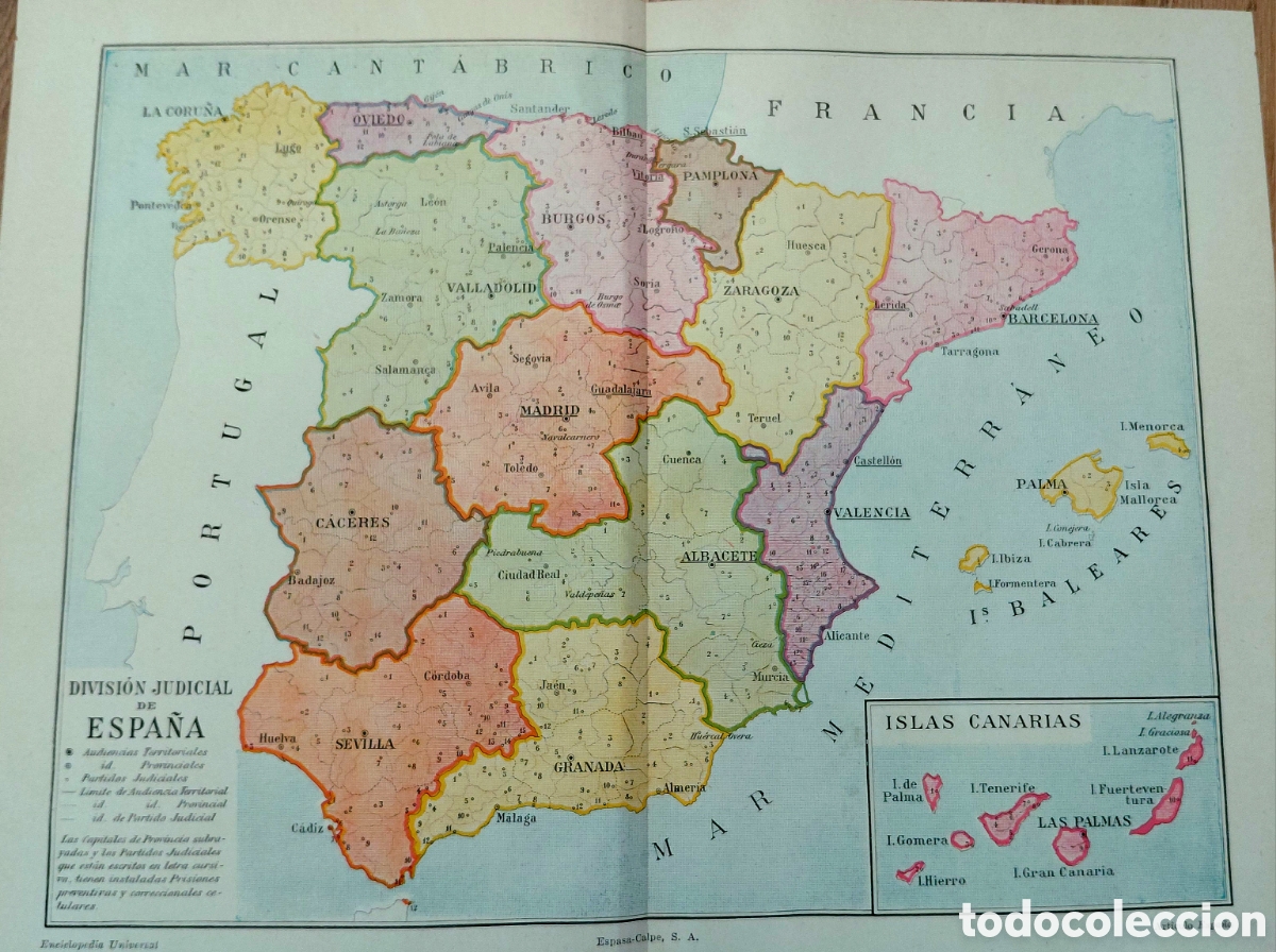 Mapas contempor&aacute;neos: Mapa Espa&ntilde;a 1934 divisi&oacute;n Judicial - Foto 1