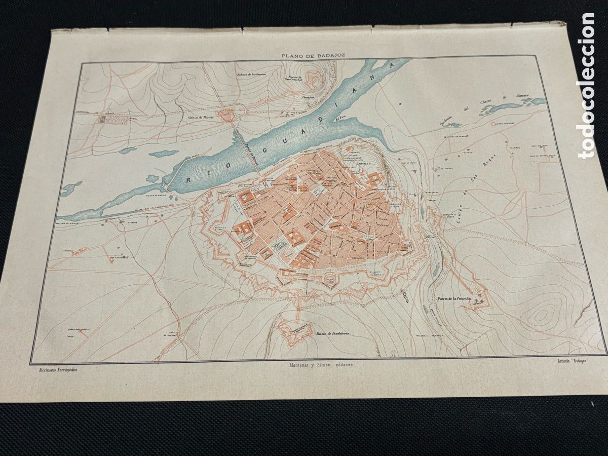 Contemporary maps: PLANO DE BADAJOZ 1888. 31X22 CM. CROMOLITOGRAF&Iacute;A.