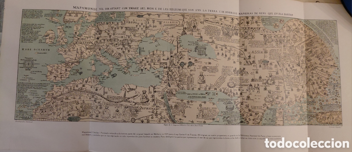 Mapas contempor&aacute;neos: MAPAMUNDI CATAL&Aacute;N DE 1375 - FACS&Iacute;MIL REDUCIDO - Foto 1