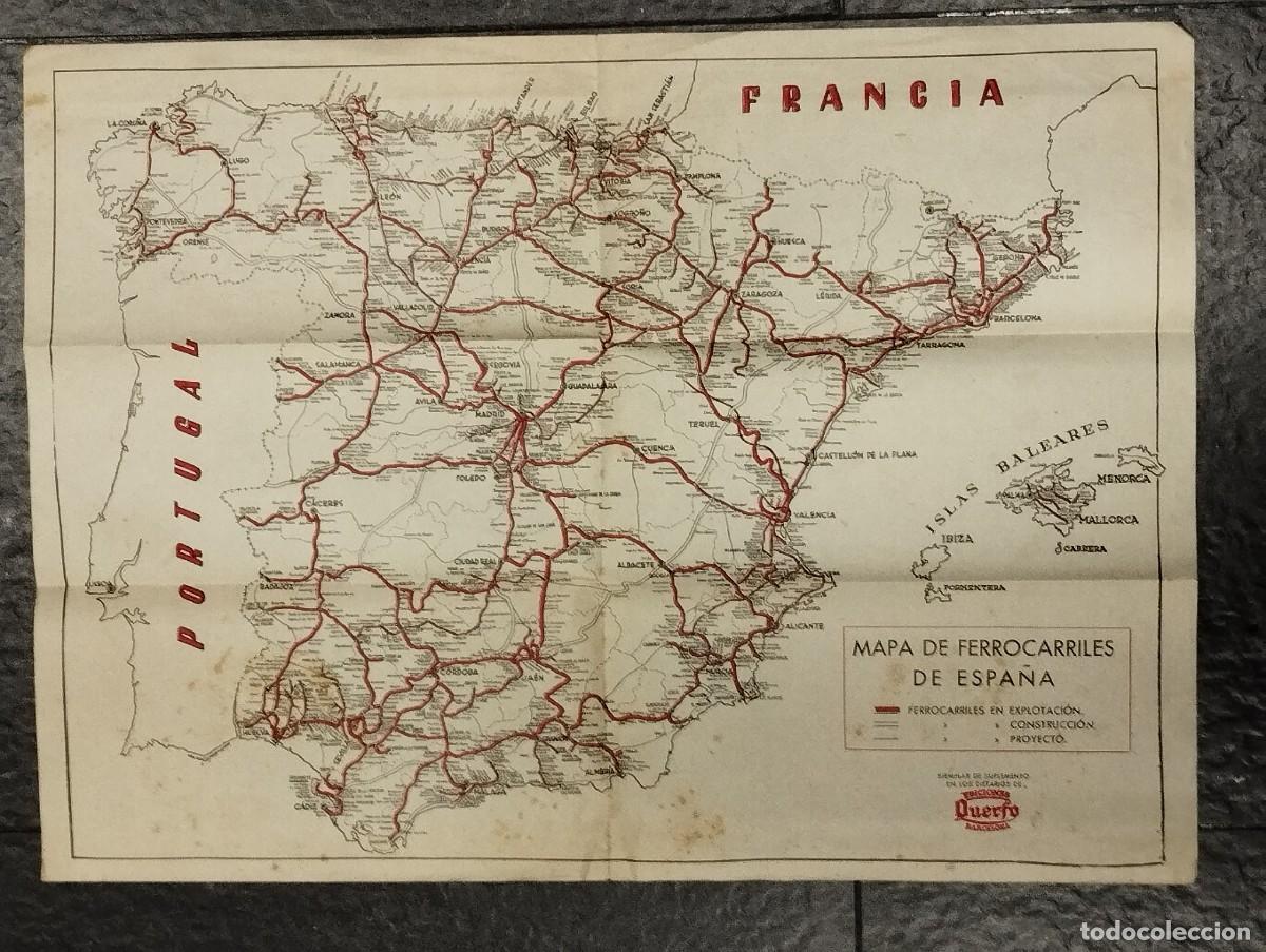 Mapas contempor&aacute;neos: MAPA DE FERROCARRILES DE ESPA&Ntilde;A. - Foto 1