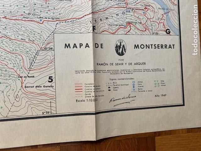 Mapas contempor&aacute;neos: Mapa de Montserrat. Ramon de Semir y De Arquer. 1949. - Foto 6