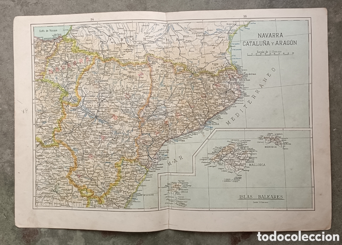 Mapas contempor&aacute;neos: Mapa. Navarra, Catalu&ntilde;a y Arag&oacute;n - Foto 1
