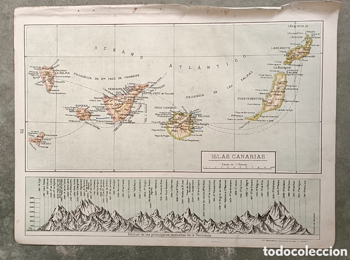 Mapas contempor&aacute;neos: Antiguo mapa de las islas Canarias - Foto 1