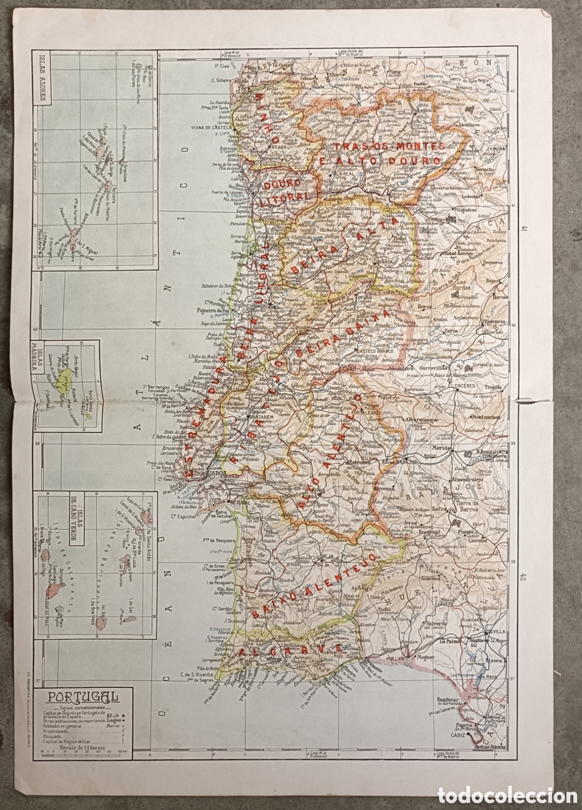 Mapas contempor&aacute;neos: Antiguo mapa de Portugal - Foto 1