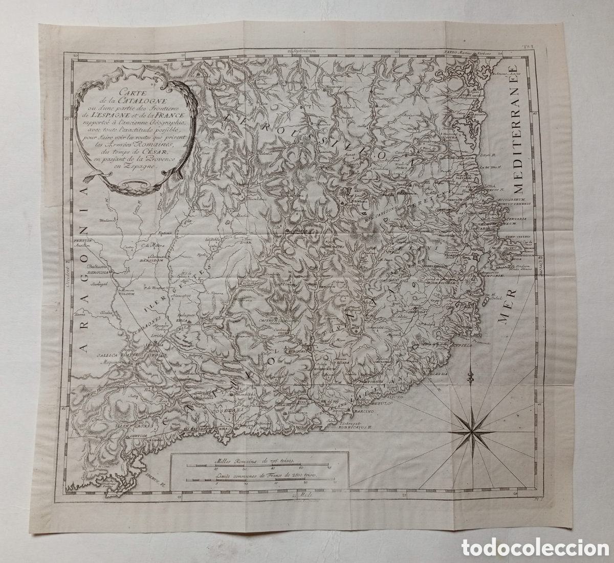 Mapas contempor&aacute;neos: Mapa franc&eacute;s de Catalu&ntilde;a en tiempos de C&eacute;sar 1774 Francia