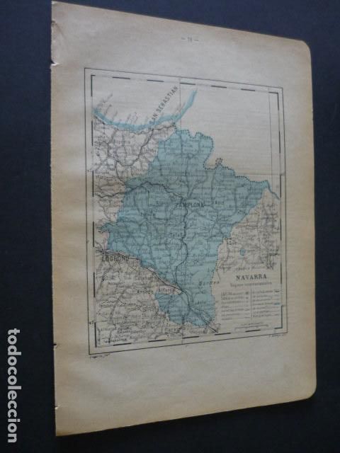 Zeitgen&ouml;ssische Karten: NAVARRA ANTIGUO MAPA 1914 20 X 28 CM